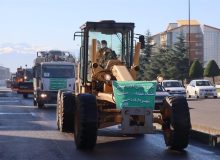 در محل شهرک مهر؛ مانور ماشین آلات ستاد عملیات زمستانه شهرداری رشت برگزار شد