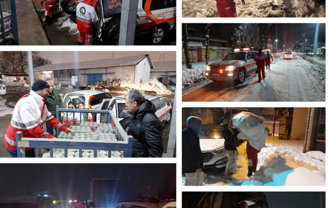 امدادرسانی نیروهای امدادی جمعیت هلال احمر گیلان به بیش از ۳ هزار نفر از هموطنان گرفتار در برف