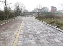 عملیات نصب کفپوش بتنی پیاده راه تالاب حاجی‌آباد لاهیجان آغاز شد