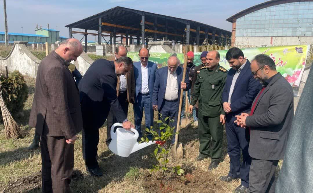 به مناسبت هفته منابع طبیعی و روز درختکاری صورت پذیرفت:   غرس نهال در شهرک صنعتی سفیدرود رشت