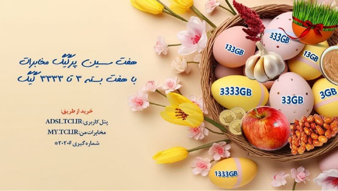شرکت مخابرات ایران بسته‌های ترافیکی هفت‌سین به مشتریان ارائه می‌دهد