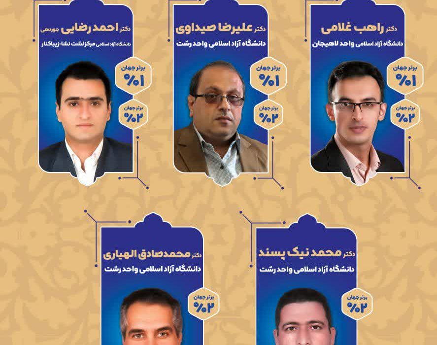 بر اساس داده های پایگاه اسکوپوس : پنج عضو هیات علمی دانشگاه آزاد اسلامی گیلان در بین یک و دو درصد برتر دانشمندان پراستناد جهان قرار گرفتند