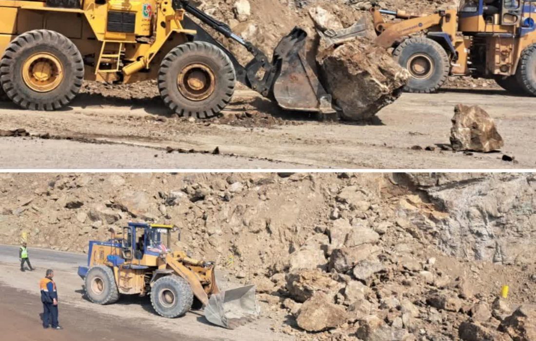 بازگشایی محور قدیم امامزاده هاشم ـ رودبار پس از ریزش سنگ